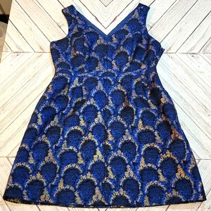 J Crew 16 Peacock 🦚 Jaquard Textured Navy Blue 💙